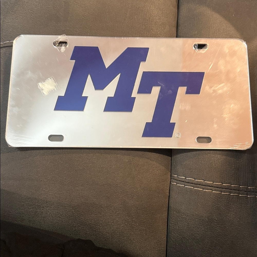Blue and Silver Middle Tennessee State License Plate